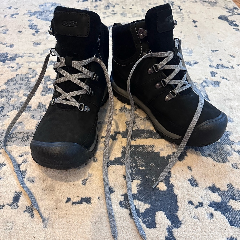 New Womens Keen Kaci‎ III Mid Waterproof Winter Leather Boots Black Size 7.5/8 - Picture 2 of 4